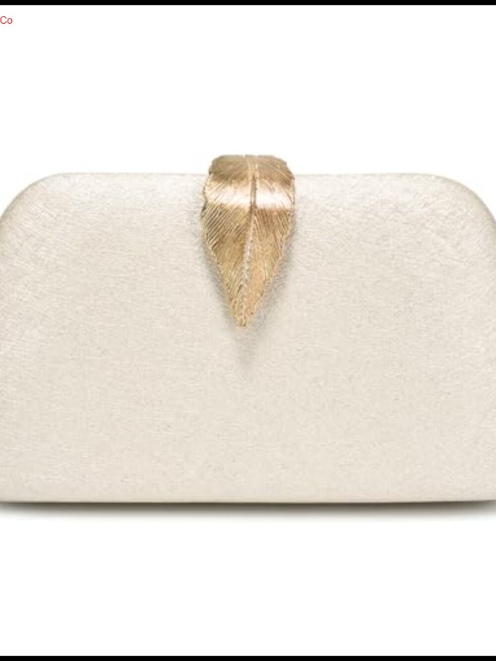 Glitter Hard Shell Evening Clutch with Gold Leaf Accent and Detachable Chain